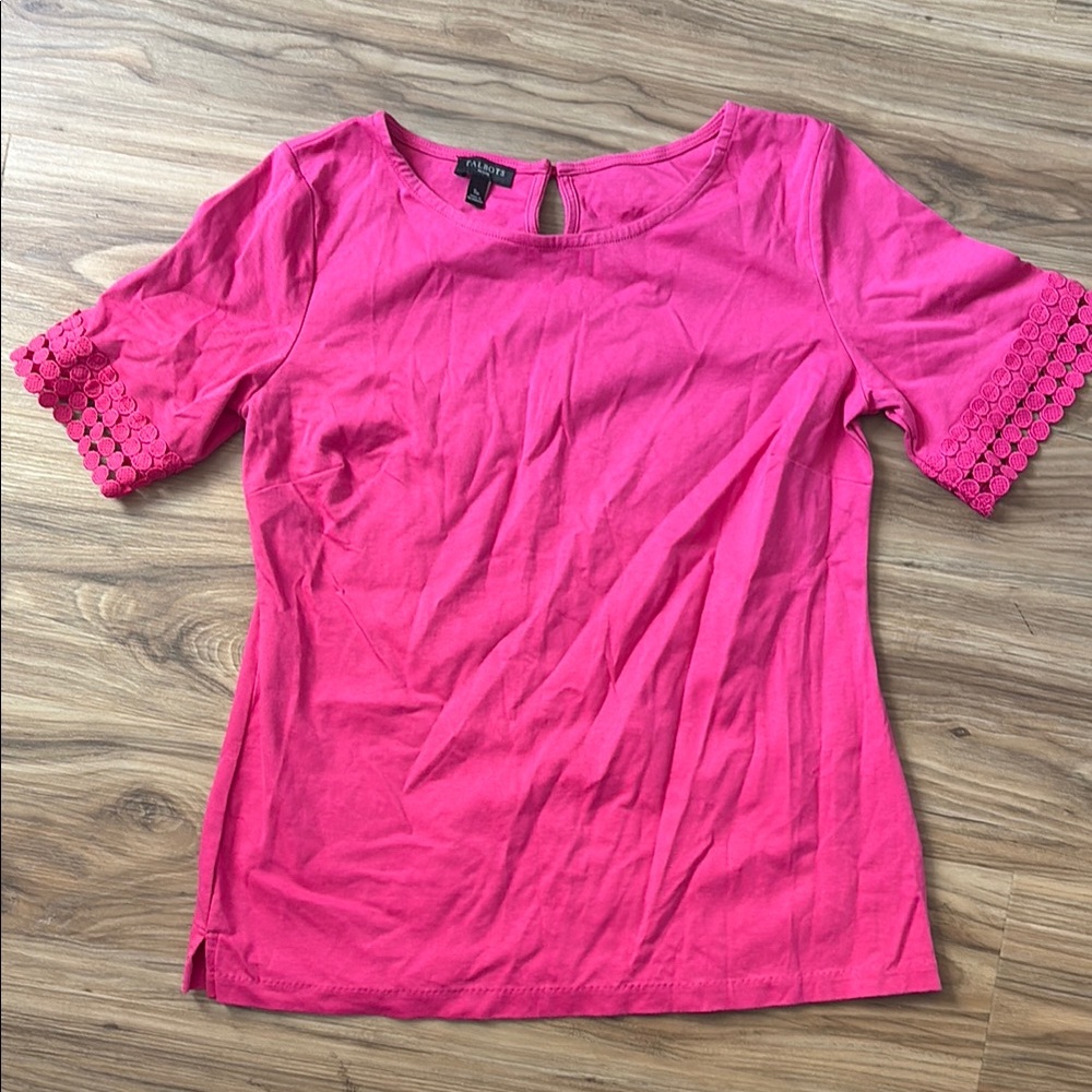 Talbots Pink Blouse with Decorative Sleeves